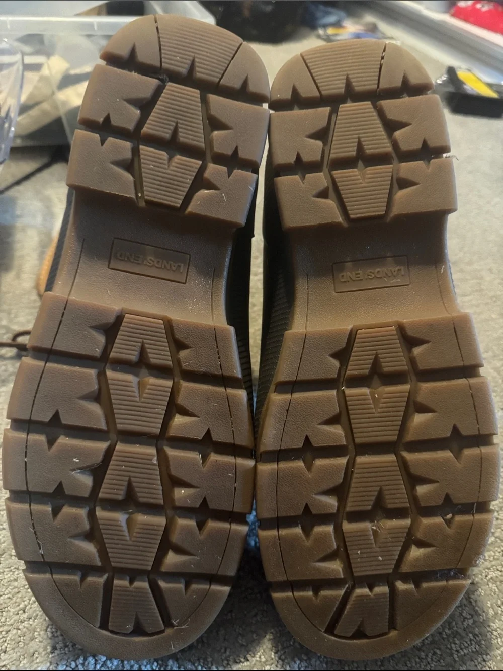 Lands' End Brown and Black Lace-Up Waterproof Winter Boots
